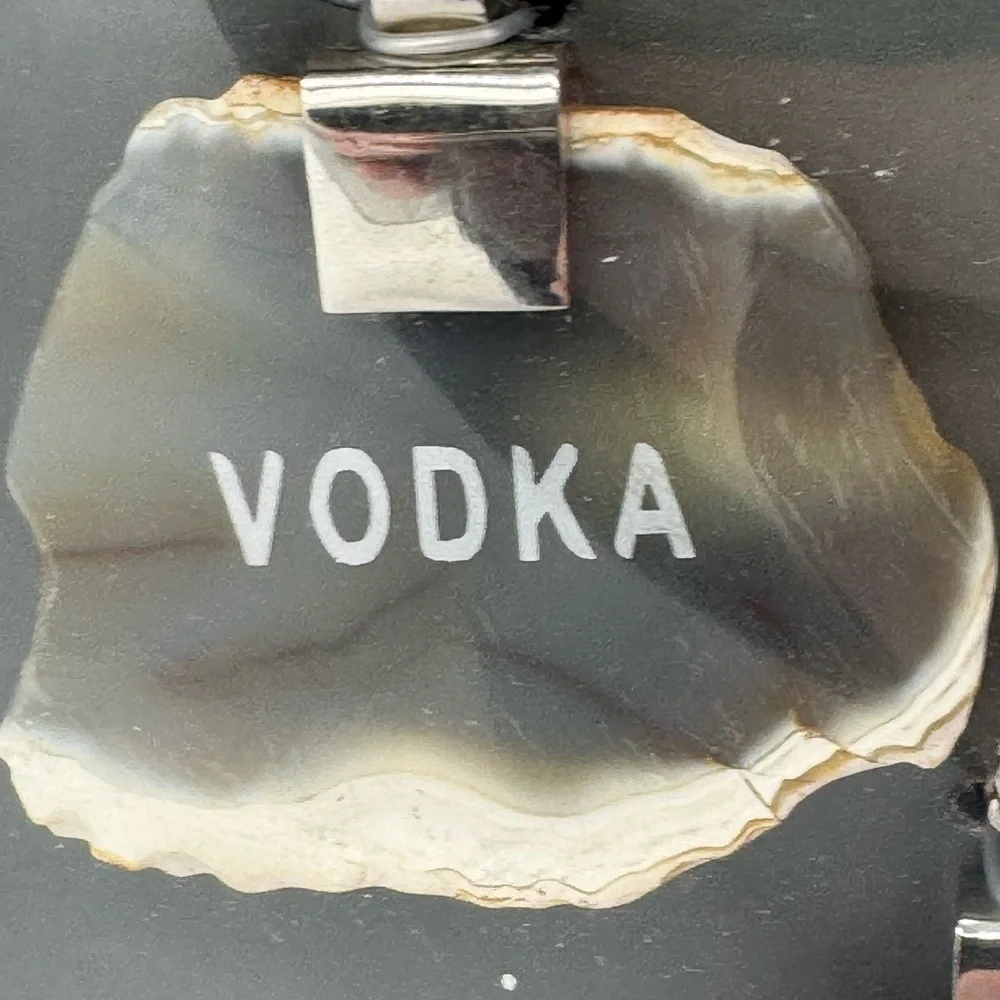 NWT Set of 4 Godinger Agate Liquor Tags Double Sided